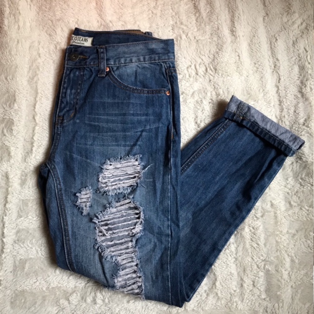 Distressed Denim Boyfriend Jeans